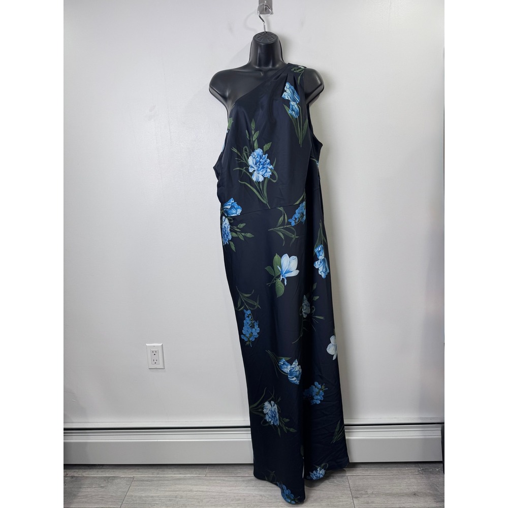 Sachin & Babi Delphine One-Shoulder Gown Maxi Dress Floral Size 22W